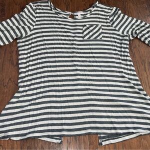 Stylish Black and White Striped Long Sleeve Top